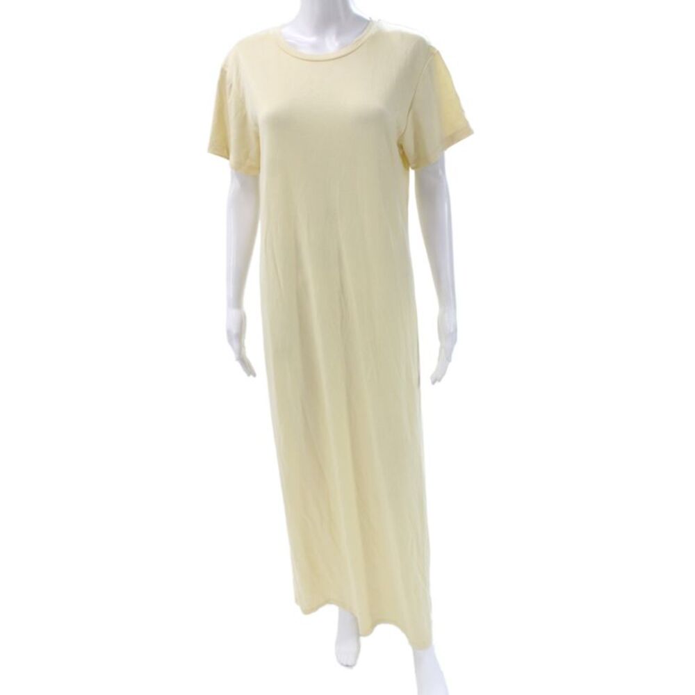 Anine Bing Womens Shirt Dress Beige Cotton Linen Rayon Short Sleeve Size L